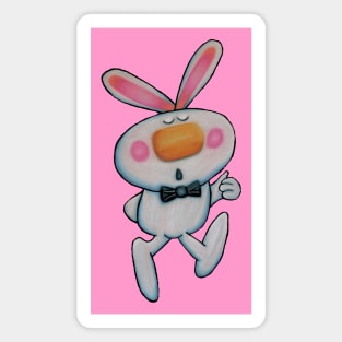 Cute White Bunny Rabbit Thumbs Up Sign Magnet